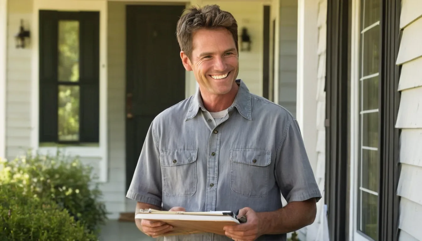 A pest provider talking with a homeowner at the front door in the Youngstown area